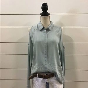 Flower Denim Cold Sounder Top